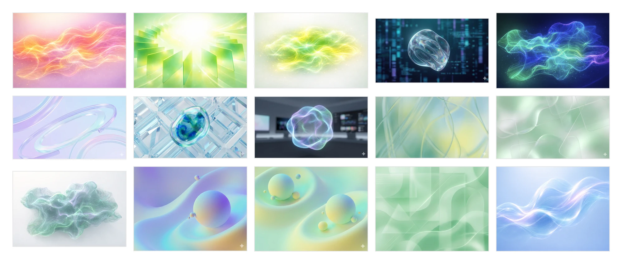 Contact sheet of fifteen generated banner candidates