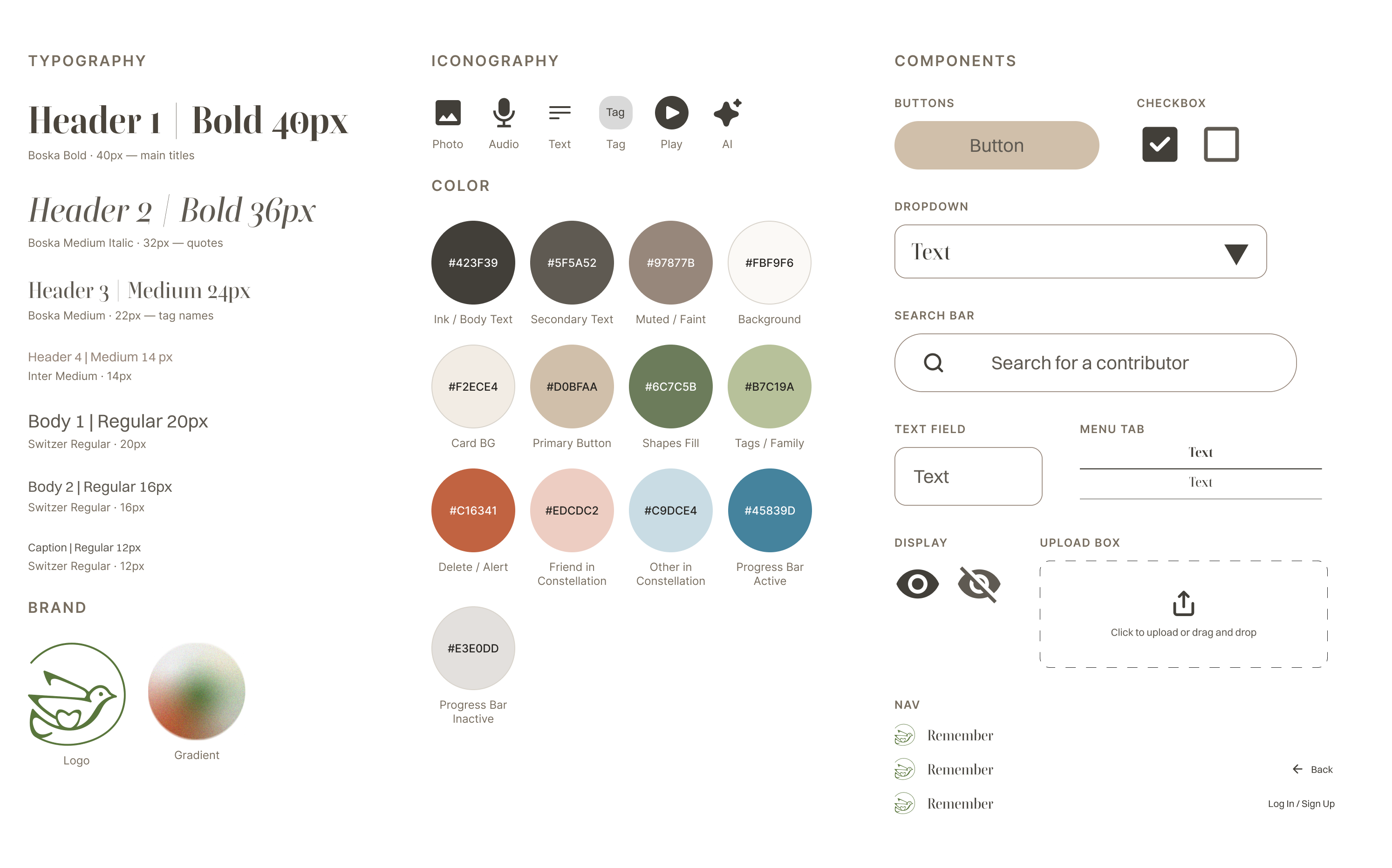 Remember design system — typography, color, iconography and components